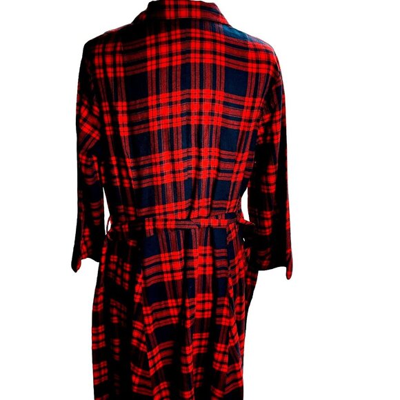 Vtg. Bard's Women’s M L Wool blend bath robe red plaid - Picture 11 of 13